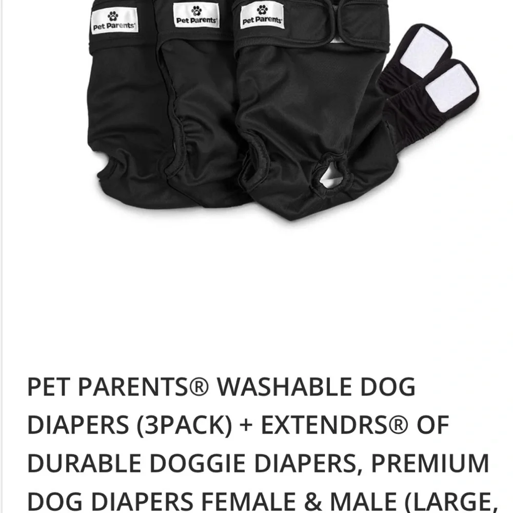 Black Washable Dog Diapers (3 Pack)
